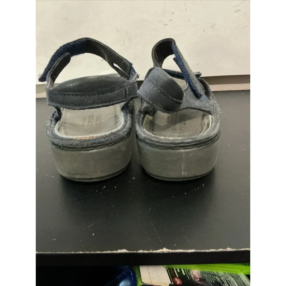Naot Womens Enid Sandals Blue Leather Hook Loop Comfort 38 US 7